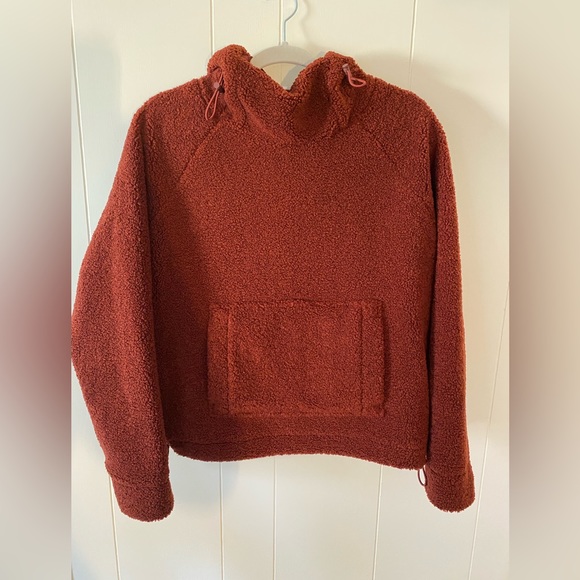Vince Maroon Sherpa Knit Scuba Hoodie Pullover XS Oversized - Picture 1 of 9